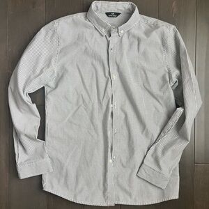 Classic Black and White Striped Youth Button Down Shirt